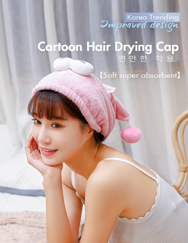 Cartoon Hair Drying Cap-1